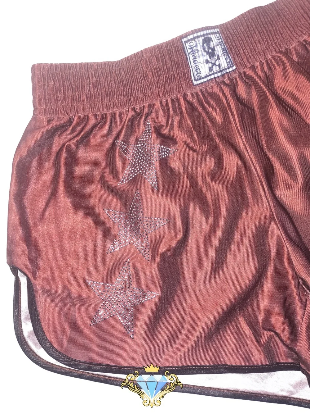 ROMWE Men’s Rhinestone Star Shorts Chocolate Brown XL EUC Streetwear